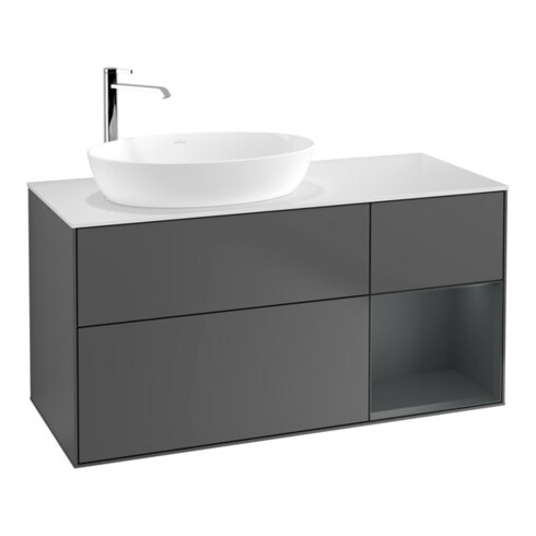 V&B Waschtischunterschrank Wandbeleuchtung Finion 120cm, Pl w m, Reg md m Lac, Anthrac. m