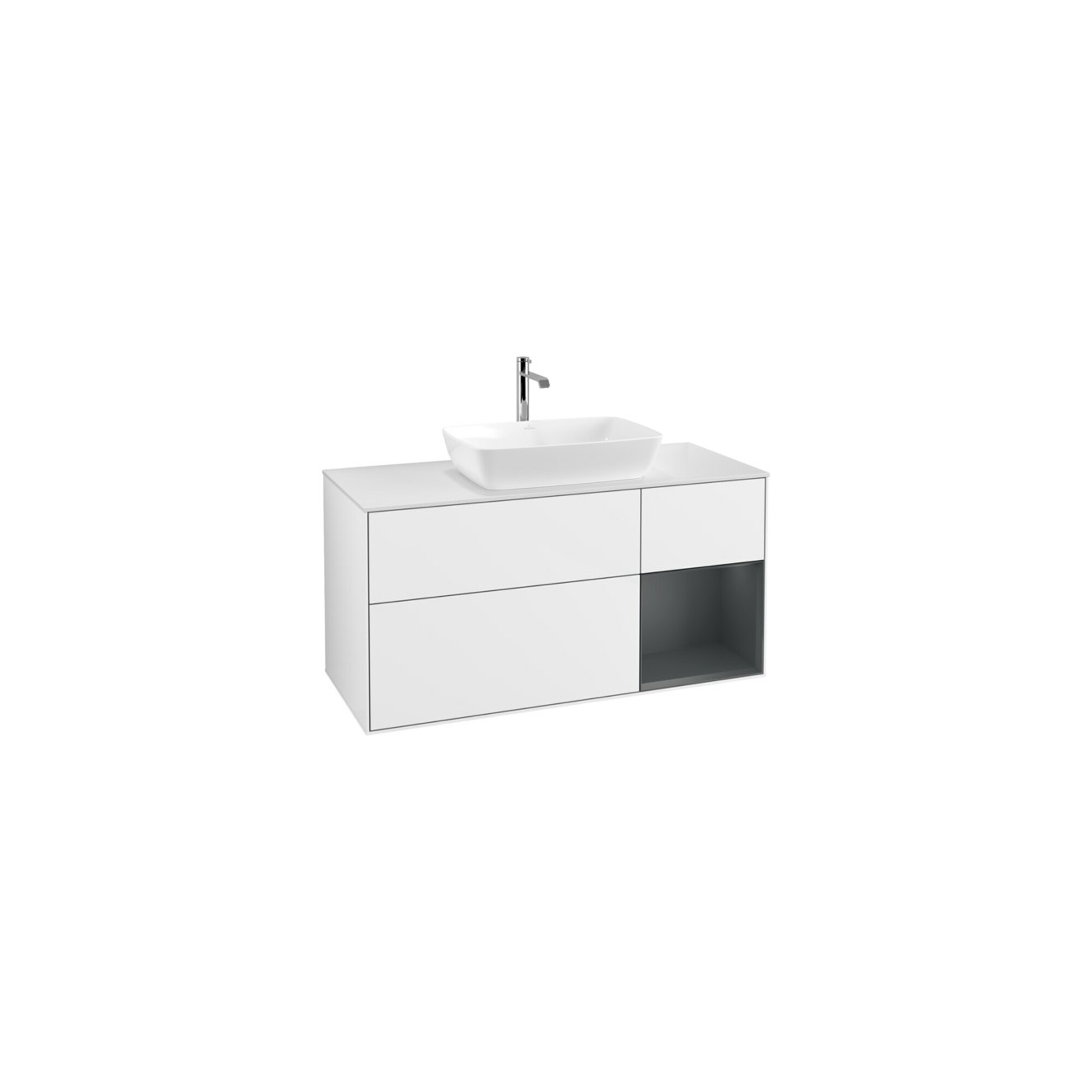 V&B Waschtischunterschrank Wandbeleuchtung Finion 120cm, Pl w m, Reg md m Lac, glo wh. Lac ; Villeroy & Boch