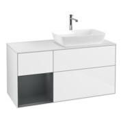 V&B Waschtischunterschrank Wandbeleuchtung Finion 120cm, Pl w m, Reg md m Lac, glo wh. Lac