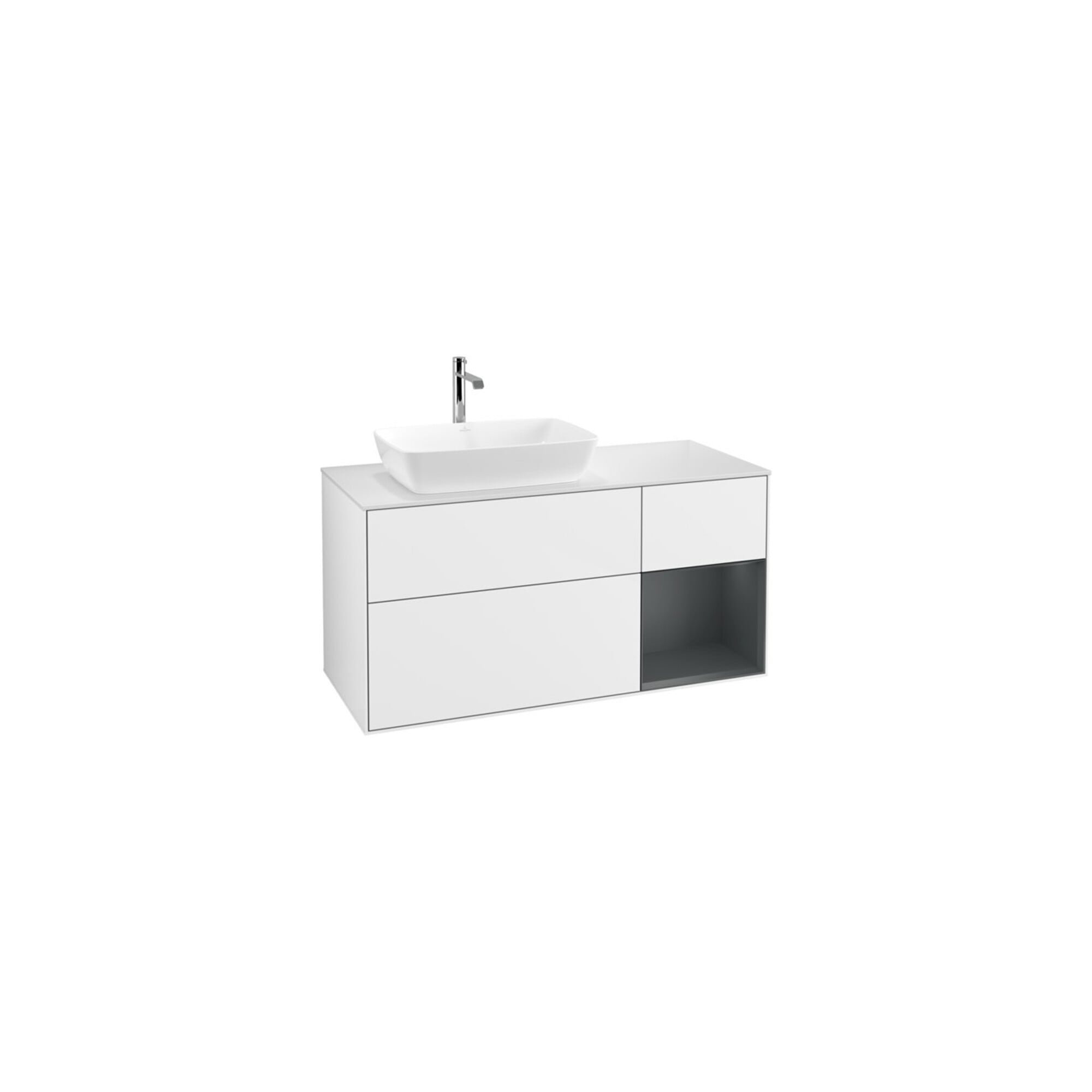 V&B Waschtischunterschrank Wandbeleuchtung Finion 120cm, Pl w m, Reg md m Lac, glo wh. Lac ; Villeroy & Boch