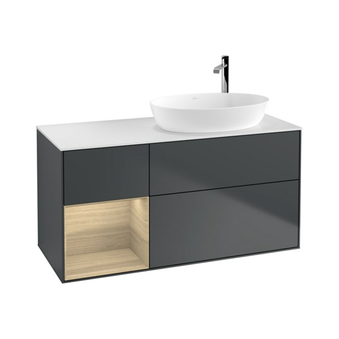 V&B Waschtischunterschrank Wandbeleuchtung Finion 120cm, Pl w m, Reg Oa ven, md bl. m Lac