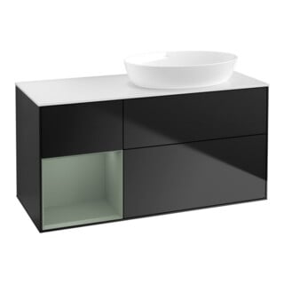 V&B Waschtischunterschrank Wandbeleuchtung Finion 120cm, Pl w m, Reg Oli. m Lac, bla m Lac