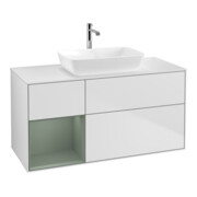 V&B Waschtischunterschrank Wandbeleuchtung Finion 120cm, Pl w m, Reg Oli. m Lac, wh. m Lac