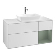 V&B Waschtischunterschrank Wandbeleuchtung Finion 120cm, Pl w m, Reg Oli. m Lac, wh. m Lac