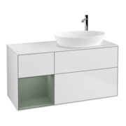V&B Waschtischunterschrank Wandbeleuchtung Finion 120cm, Pl w m, Reg Oli. m Lac, wh. m Lac