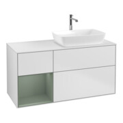 V&B Waschtischunterschrank Wandbeleuchtung Finion 120cm, Pl w m, Reg Oli. m Lac, wh. m Lac