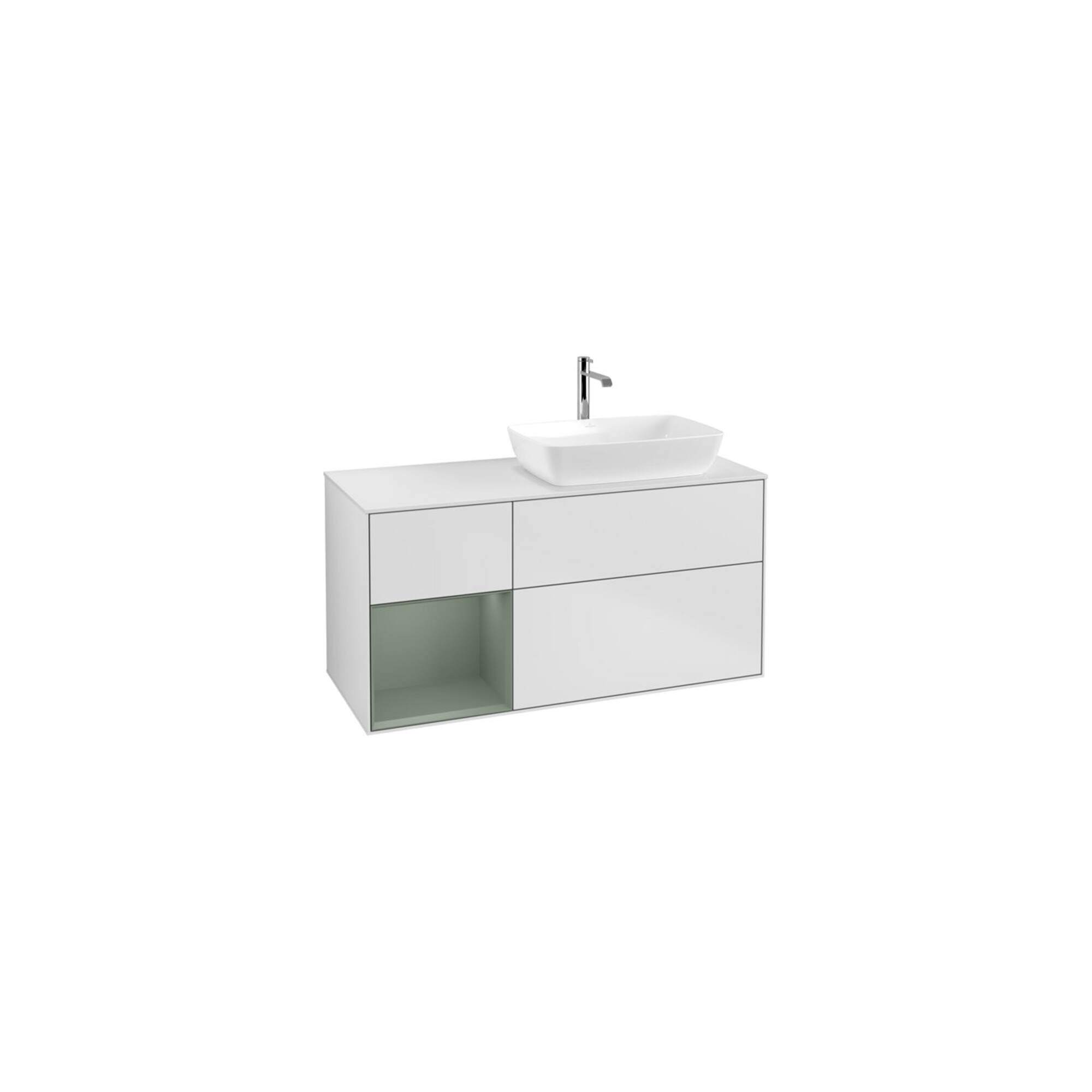 V&B Waschtischunterschrank Wandbeleuchtung Finion 120cm, Pl w m, Reg Oli. m Lac, wh. m Lac ; Villeroy & Boch