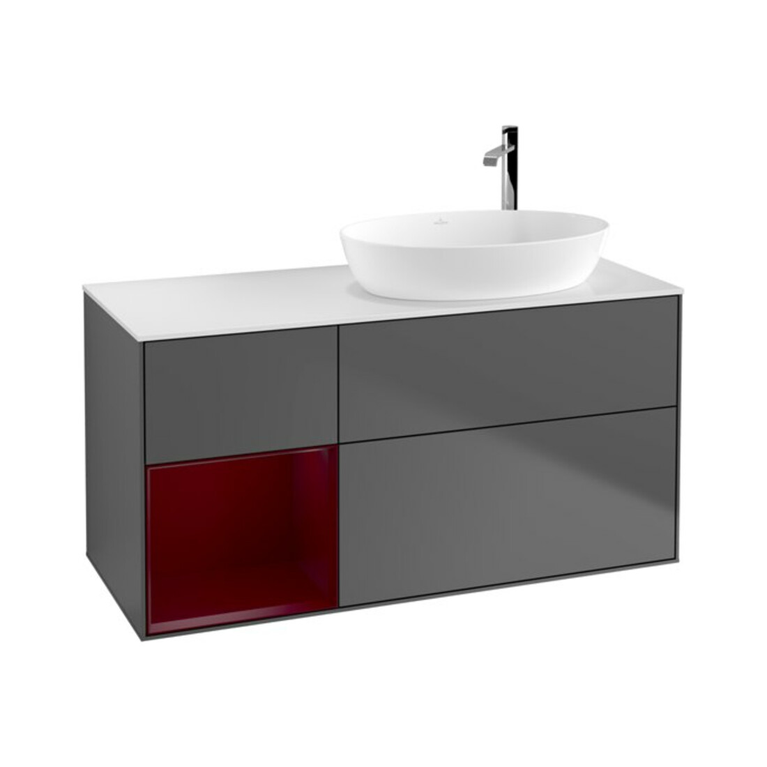 V&B Waschtischunterschrank Wandbeleuchtung Finion 120cm, Pl w m, Reg Peo m Lac, Anthrac. m