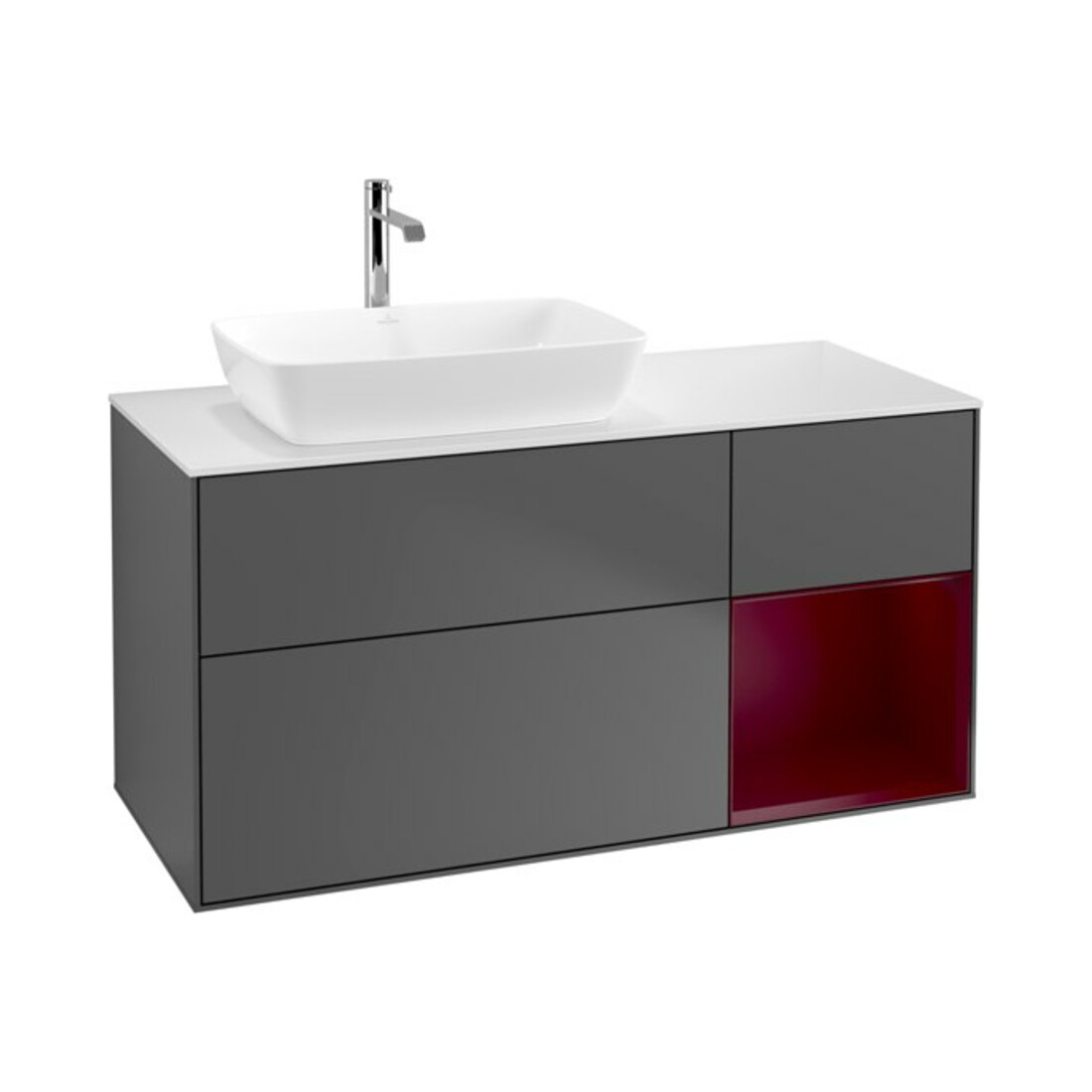 V&B Waschtischunterschrank Wandbeleuchtung Finion 120cm, Pl w m, Reg Peo m Lac, Anthrac. m