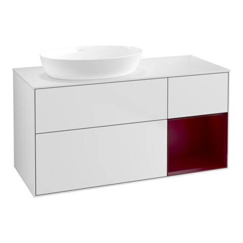 V&B Waschtischunterschrank Wandbeleuchtung Finion 120cm, Pl w m, Reg Peo m Lac, wh. m Lac