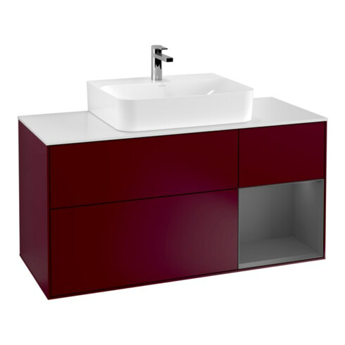 V&B Waschtischunterschrank Wandbeleuchtung Finion 120cm, Pl w m, Reg re Anthrac. m, Peo m