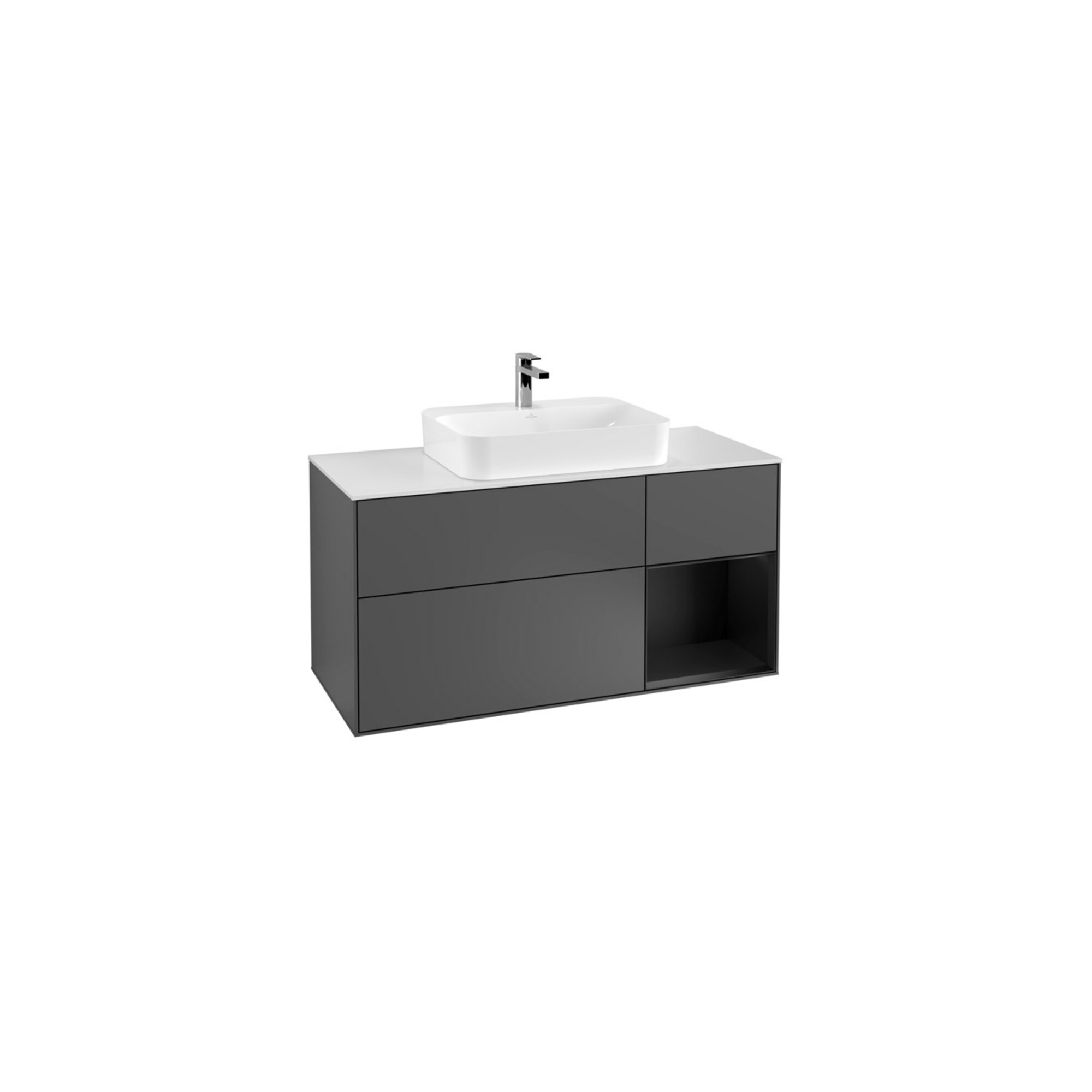 V&B Waschtischunterschrank Wandbeleuchtung Finion 120cm, Pl w m, Reg re bla m, Anthrac. m ; Villeroy & Boch