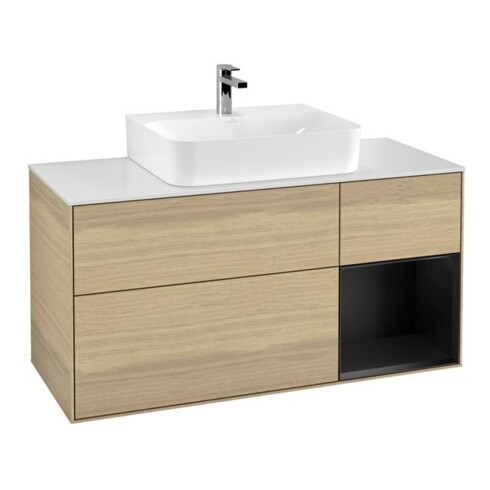 V&B Waschtischunterschrank Wandbeleuchtung Finion 120cm, Pl w m, Reg re bla m Lac, Oa ven