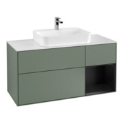 V&B Waschtischunterschrank Wandbeleuchtung Finion 120cm, Pl w m, Reg re bla m, Oli. m Lac