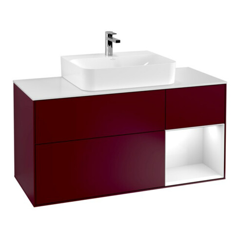 V&B Waschtischunterschrank Wandbeleuchtung Finion 120cm, Pl w m, Reg re glo wh. Lac, Peo m