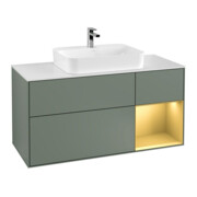 V&B Waschtischunterschrank Wandbeleuchtung Finion 120cm, Pl w m, Reg re gol m, Oli. m Lac