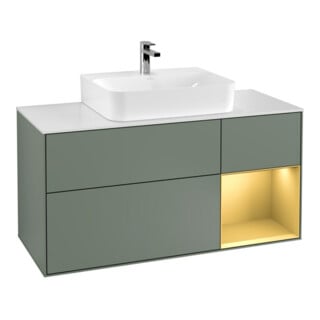 V&B Waschtischunterschrank Wandbeleuchtung Finion 120cm, Pl w m, Reg re gol m, Oli. m Lac