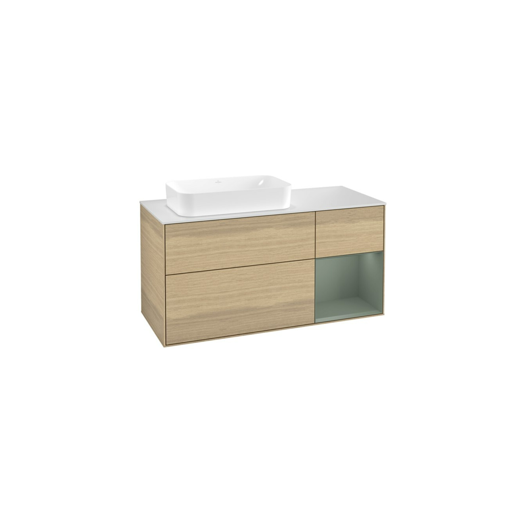 V&B Waschtischunterschrank Wandbeleuchtung Finion 120cm, Pl w m, Reg re Oli. m Lac, Oa ven ; Villeroy & Boch