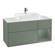 V&B Waschtischunterschrank Wandbeleuchtung Finion 120cm, Pl w m, Reg re Oli. m, Oli. m Lac