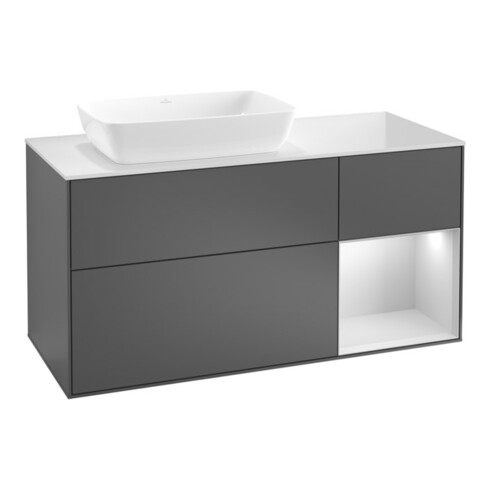 V&B Waschtischunterschrank Wandbeleuchtung Finion 120cm, Pl w m, Reg si Gr m Lac, wal ven