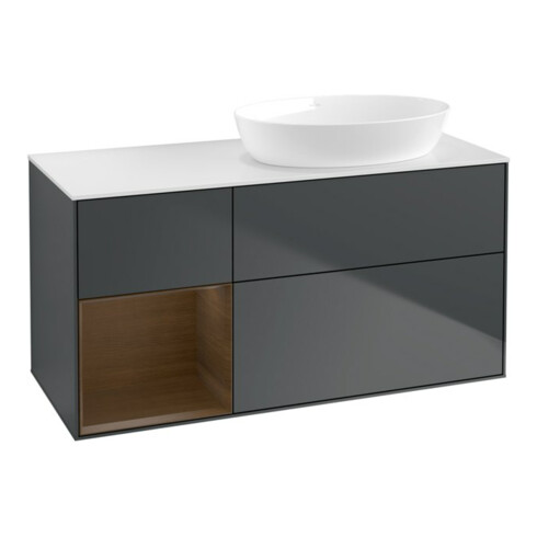 V&B Waschtischunterschrank Wandbeleuchtung Finion 120cm, Pl w m, Reg wal ven, md bl. m Lac