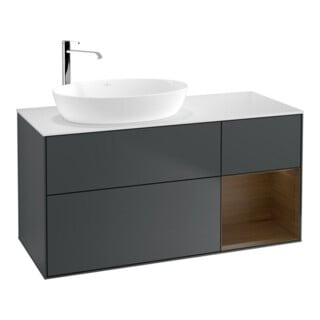V&B Waschtischunterschrank Wandbeleuchtung Finion 120cm, Pl w m, Reg wal ven, md bl. m Lac