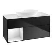 V&B Waschtischunterschrank Wandbeleuchtung Finion 120cm, Pl w m, Reg wh. m Lac, bla m Lac