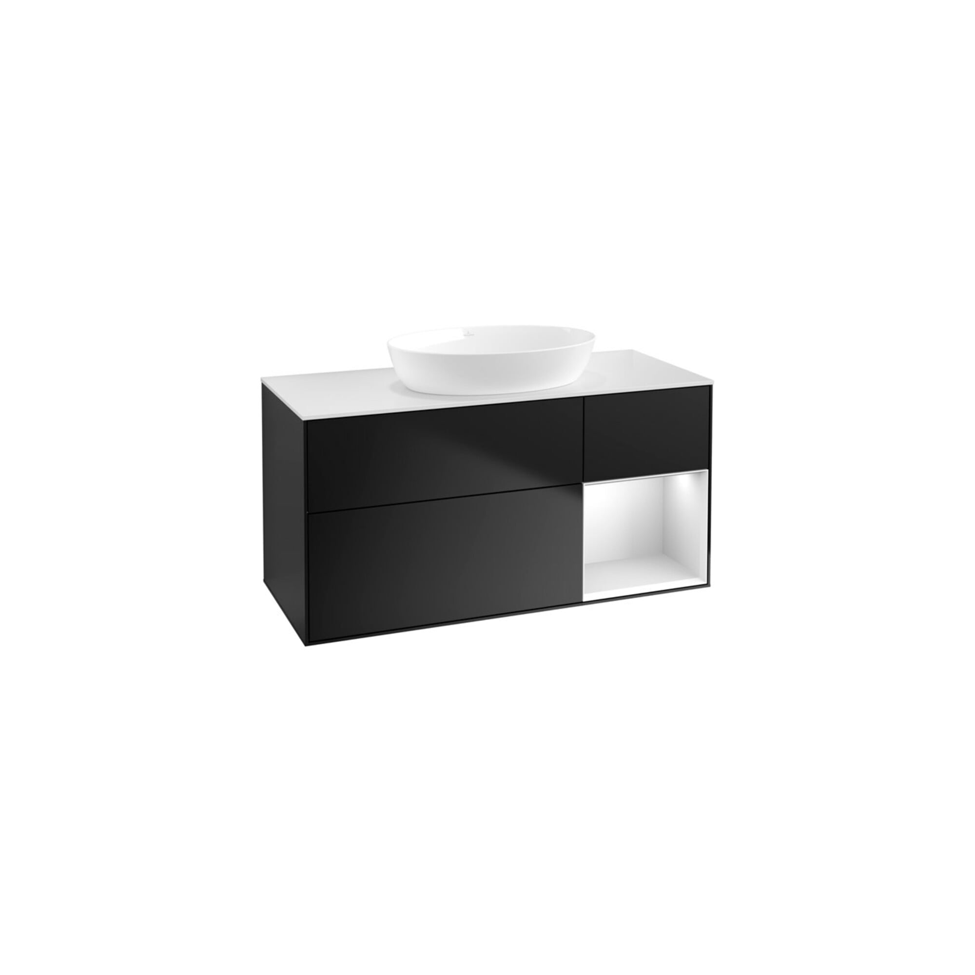 V&B Waschtischunterschrank Wandbeleuchtung Finion 120cm, Pl w m, Reg wh. m Lac, bla m Lac ; Villeroy & Boch