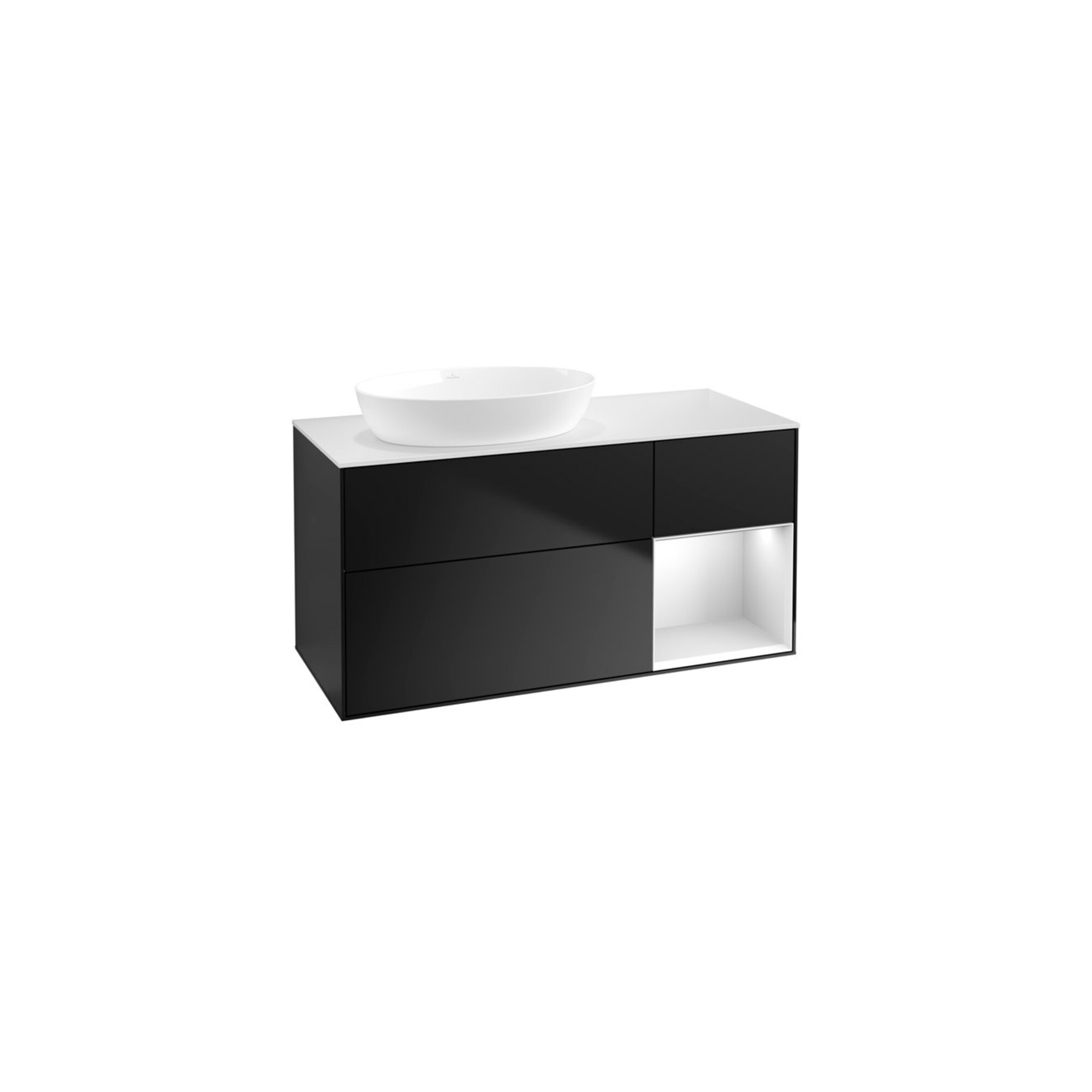 V&B Waschtischunterschrank Wandbeleuchtung Finion 120cm, Pl w m, Reg wh. m Lac, bla m Lac ; Villeroy & Boch
