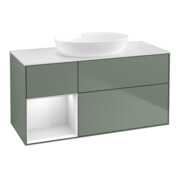 V&B Waschtischunterschrank Wandbeleuchtung Finion 120cm, Pl w m, Reg wh. m Lac, Oli. m Lac