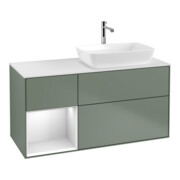 V&B Waschtischunterschrank Wandbeleuchtung Finion 120cm, Pl w m, Reg wh. m Lac, Oli. m Lac