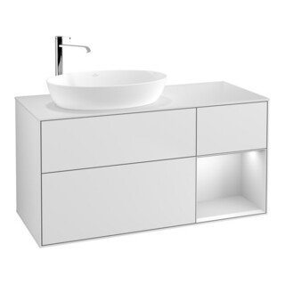 V&B Waschtischunterschrank Wandbeleuchtung Finion 120cm, Pl w m, Reg wh. m Lac, wh. m Lac