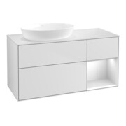 V&B Waschtischunterschrank Wandbeleuchtung Finion 120cm, Pl w m, Reg wh. m Lac, wh. m Lac
