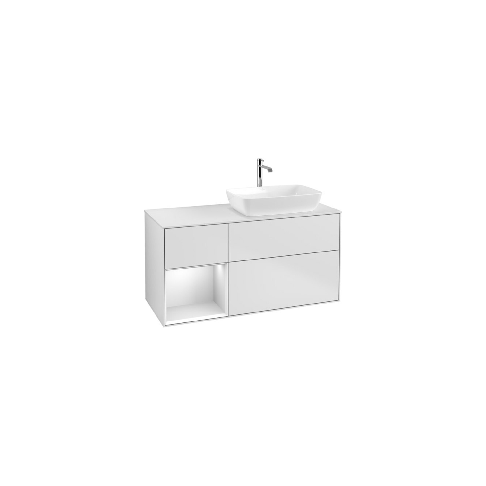 V&B Waschtischunterschrank Wandbeleuchtung Finion 120cm, Pl w m, Reg wh. m Lac, wh. m Lac ; Villeroy & Boch