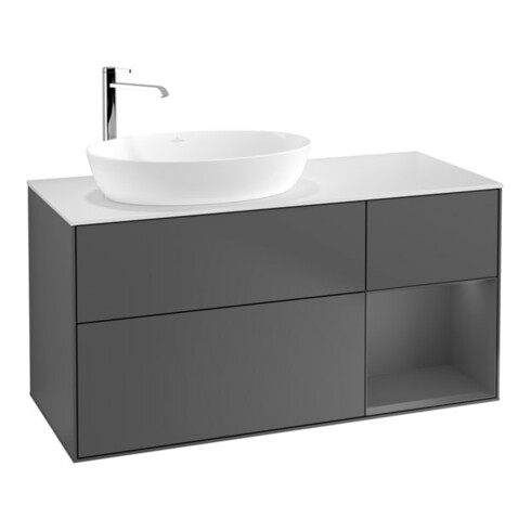 V&B Waschtischunterschrank Wandbeleuchtung Finion 120cm, Pl w m, Rg A m Lac, Anthrac. m