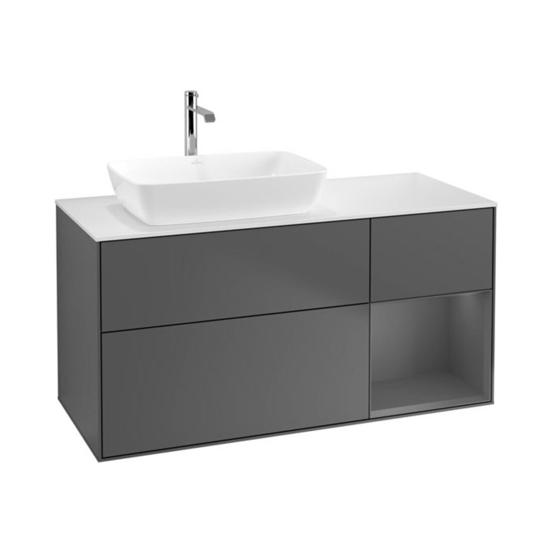 V&B Waschtischunterschrank Wandbeleuchtung Finion 120cm, Pl w m, Rg A m Lac, Anthrac. m