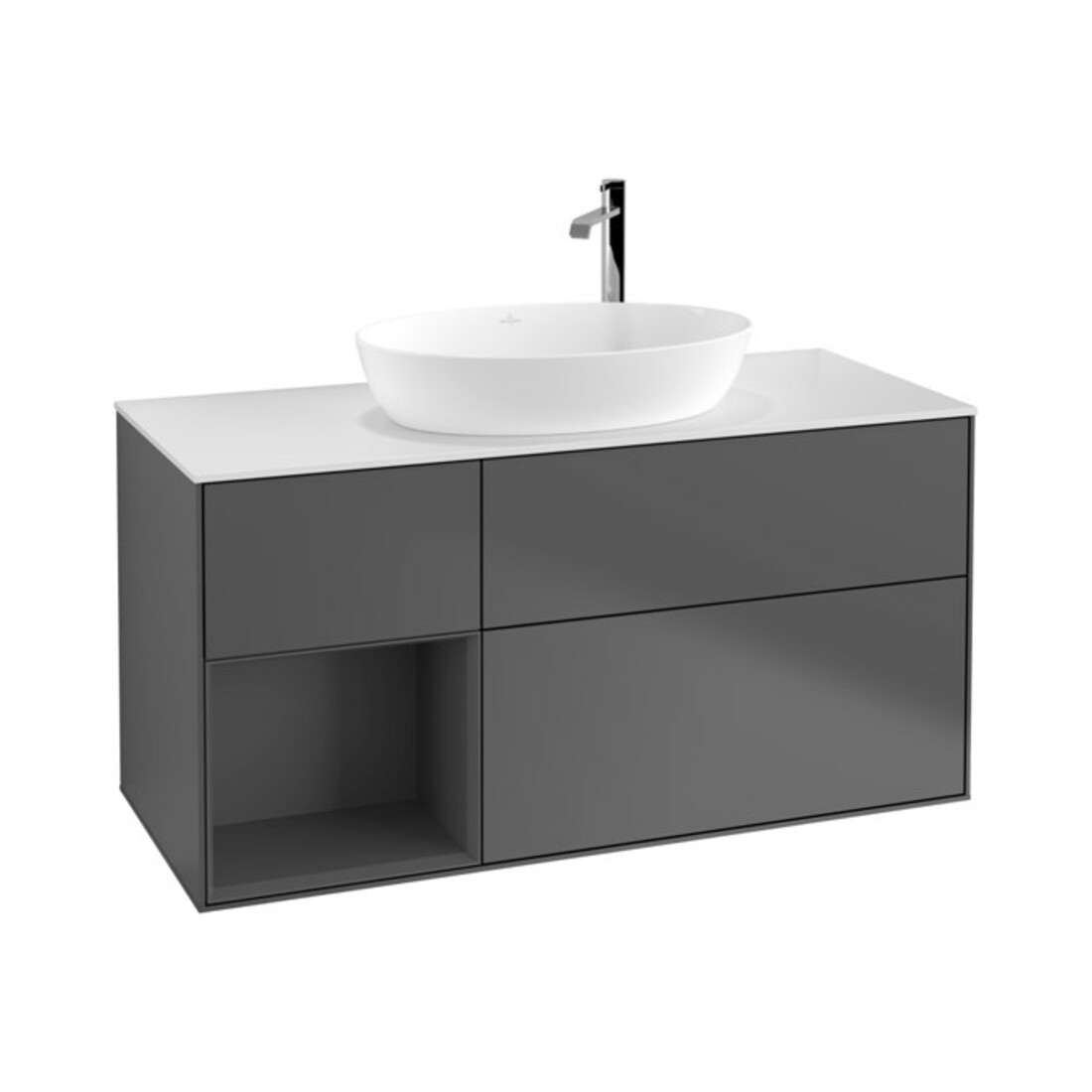 V&B Waschtischunterschrank Wandbeleuchtung Finion 120cm, Pl w m, Rg A m Lac, Anthrac. m