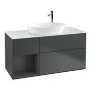 V&B Waschtischunterschrank Wandbeleuchtung Finion 120cm, Pl w m, Rg A m Lac, md bl. m Lac