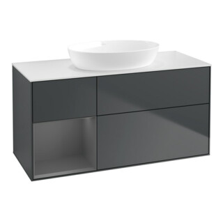 V&B Waschtischunterschrank Wandbeleuchtung Finion 120cm, Pl w m, Rg A m Lac, md bl. m Lac