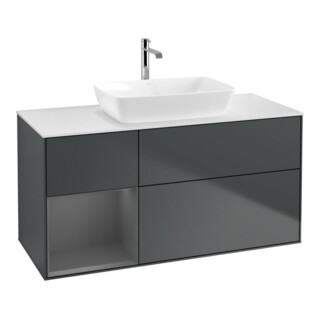 V&B Waschtischunterschrank Wandbeleuchtung Finion 120cm, Pl w m, Rg A m Lac, md bl. m Lac