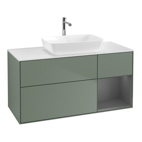V&B Waschtischunterschrank Wandbeleuchtung Finion 120cm, Pl w m, Rg A m Lac, Oli. m Lac