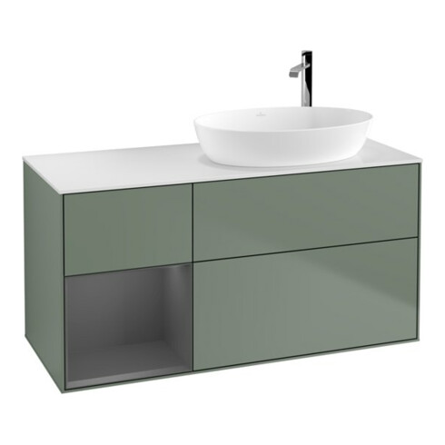 V&B Waschtischunterschrank Wandbeleuchtung Finion 120cm, Pl w m, Rg A m Lac, Oli. m Lac
