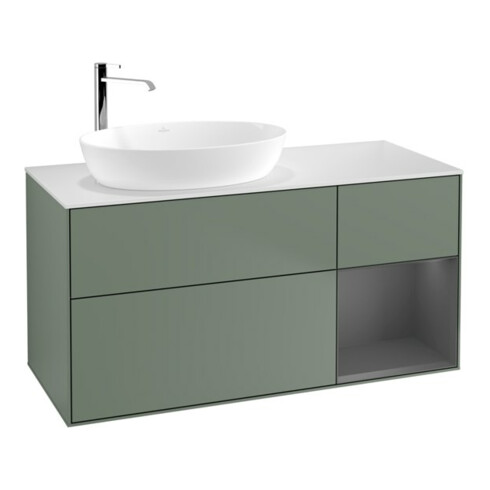 V&B Waschtischunterschrank Wandbeleuchtung Finion 120cm, Pl w m, Rg A m Lac, Oli. m Lac
