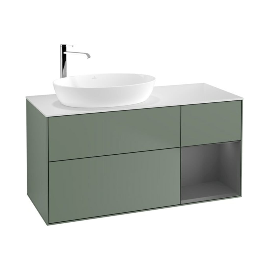 V&B Waschtischunterschrank Wandbeleuchtung Finion 120cm, Pl w m, Rg A m Lac, Oli. m Lac
