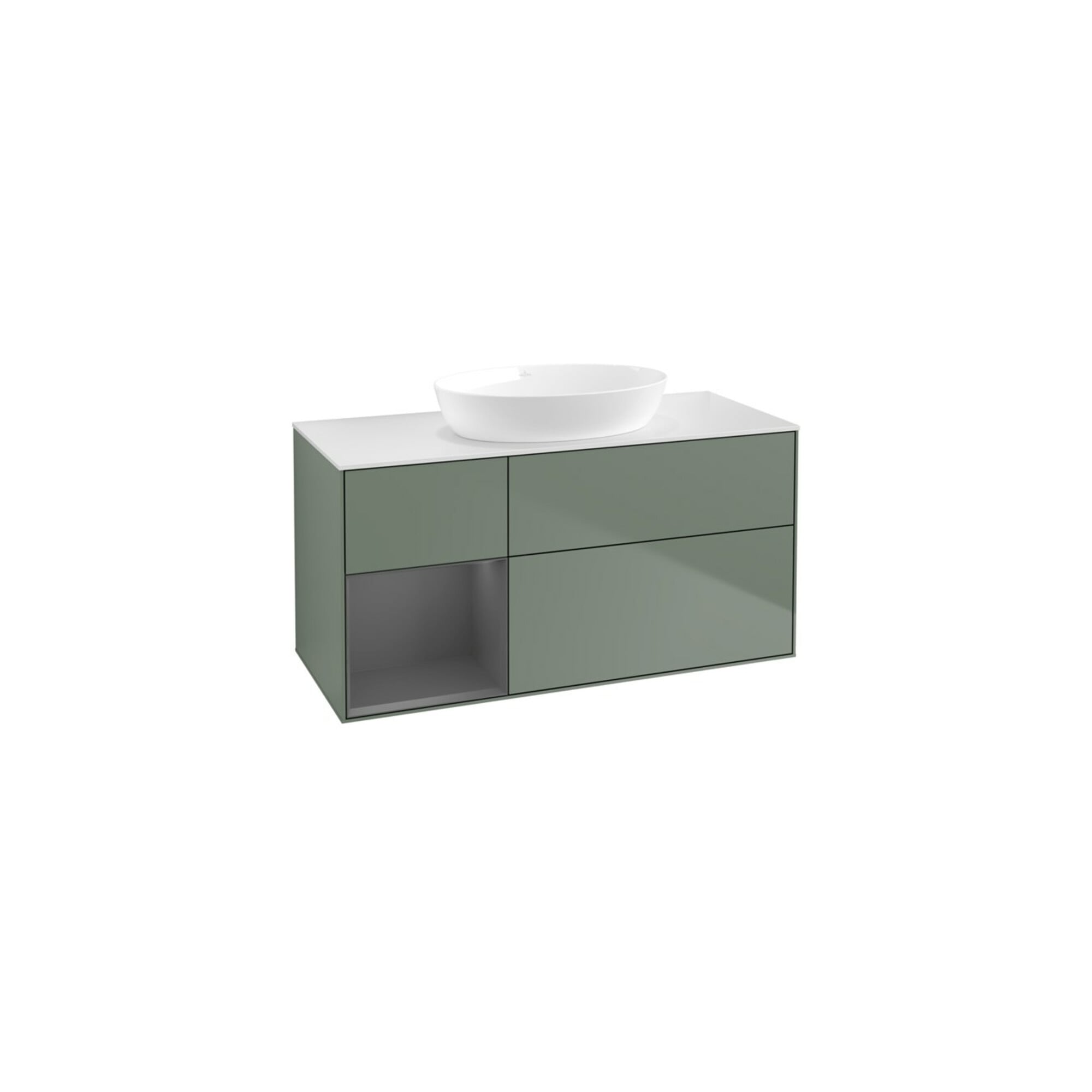 V&B Waschtischunterschrank Wandbeleuchtung Finion 120cm, Pl w m, Rg A m Lac, Oli. m Lac ; Villeroy & Boch
