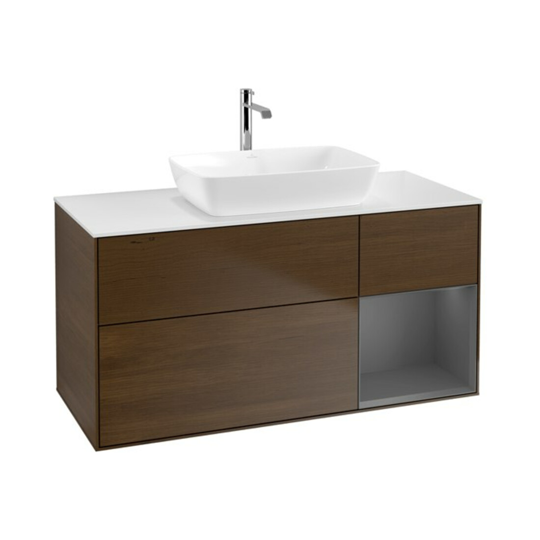 V&B Waschtischunterschrank Wandbeleuchtung Finion 120cm, Pl w m, Rg A m Lac, wal ven