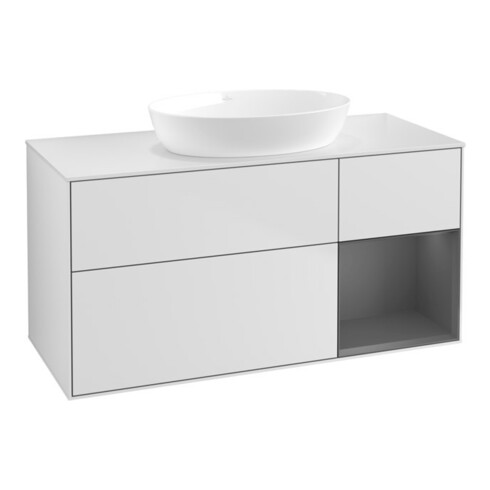 V&B Waschtischunterschrank Wandbeleuchtung Finion 120cm, Pl w m, Rg A m Lac, wh. m Lac
