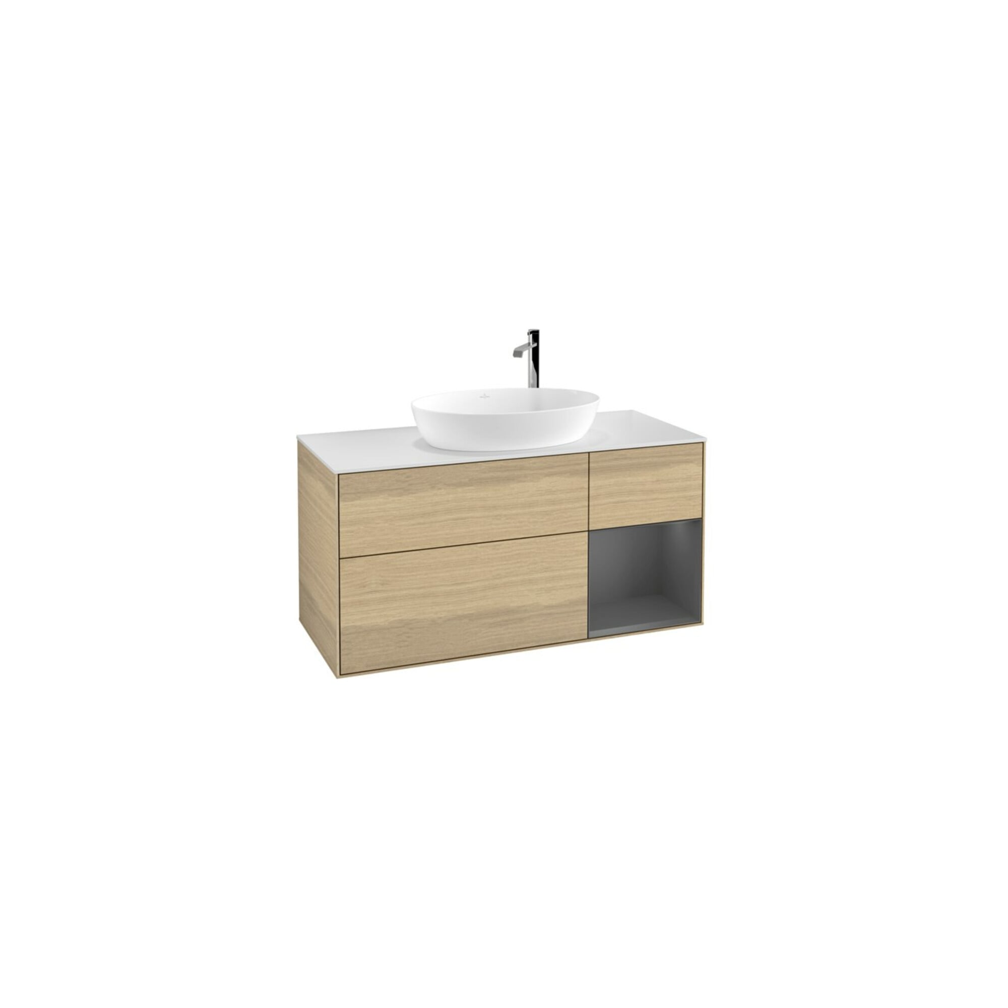 V&B Waschtischunterschrank Wandbeleuchtung Finion 120cm, Pl w m, Rg Anthrac. m Lac, Oa ven ; Villeroy & Boch