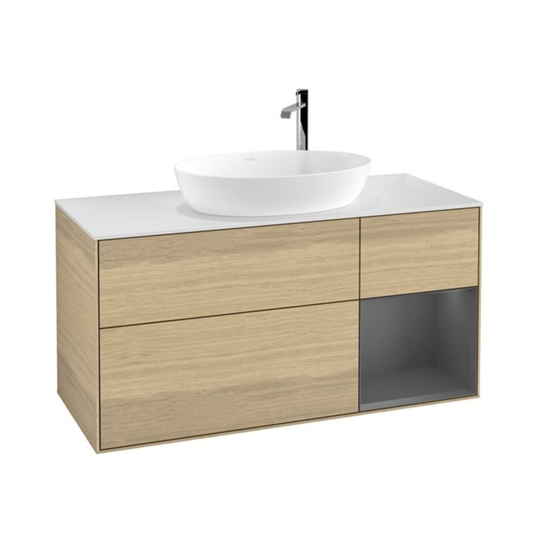 V&B Waschtischunterschrank Wandbeleuchtung Finion 120cm, Pl w m, Rg Anthrac. m Lac, Oa ven