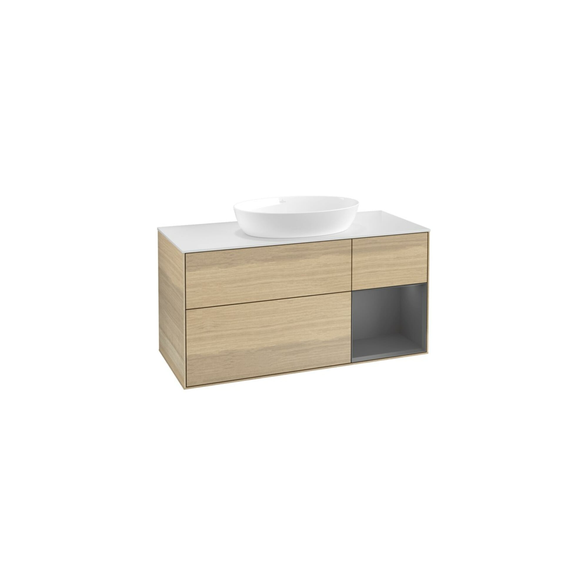 V&B Waschtischunterschrank Wandbeleuchtung Finion 120cm, Pl w m, Rg Anthrac. m Lac, Oa ven ; Villeroy & Boch